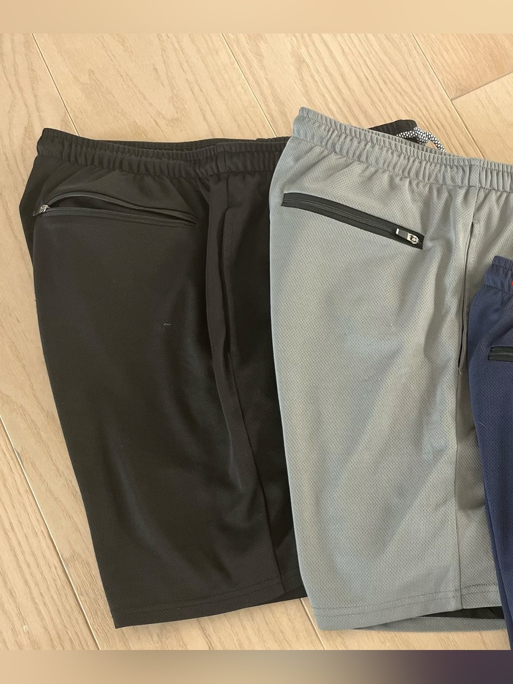 2 Pair Men's Athletic Performance Shorts Swim Trunks - Black Grey